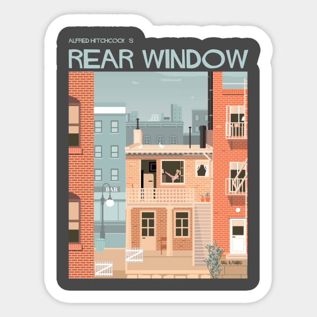 Alfred Hitchcock's Rear Window Illustration Sticker by burrotees